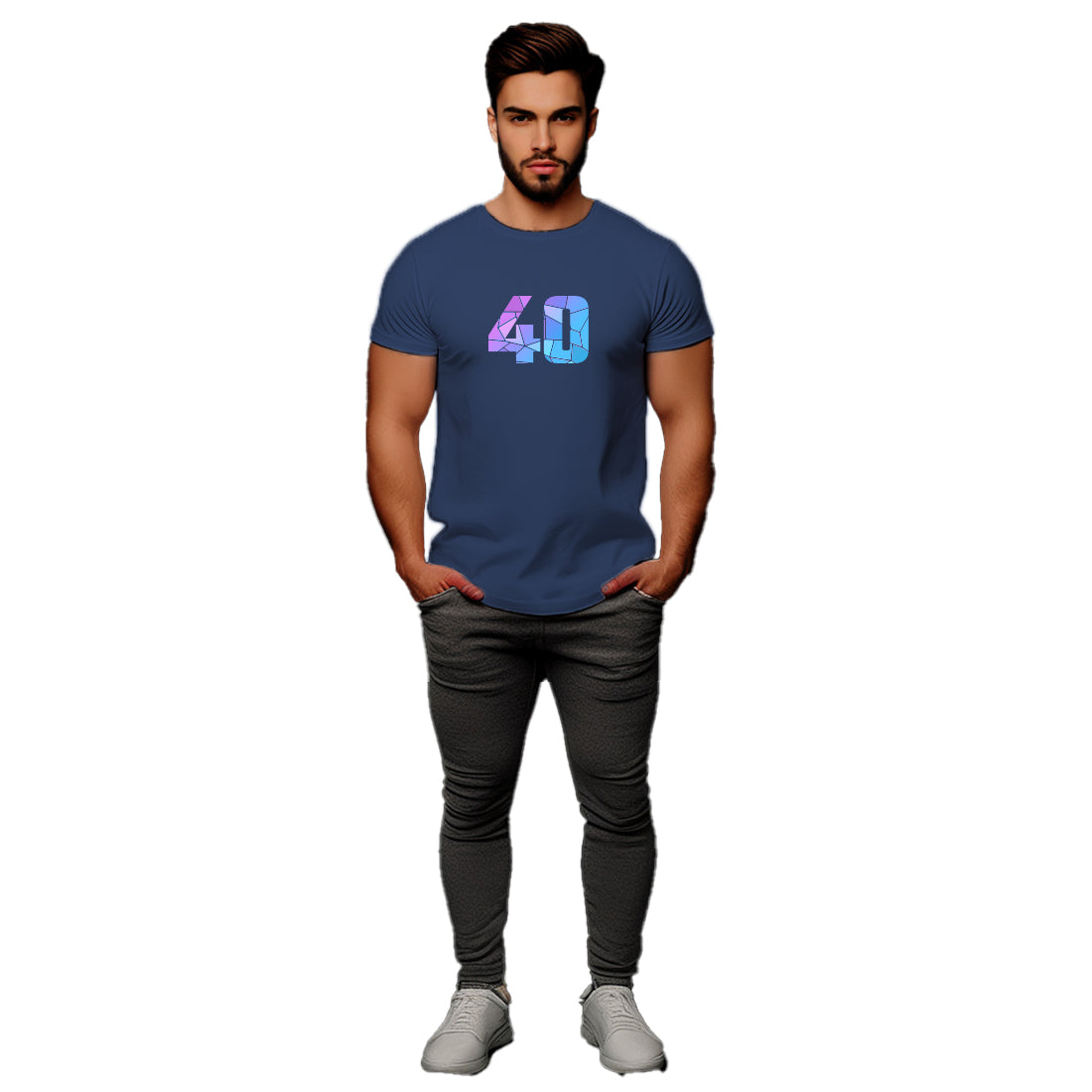 40 Number Men Unisex T-Shirt | Custom Number Graphic Tee (Navy Blue)