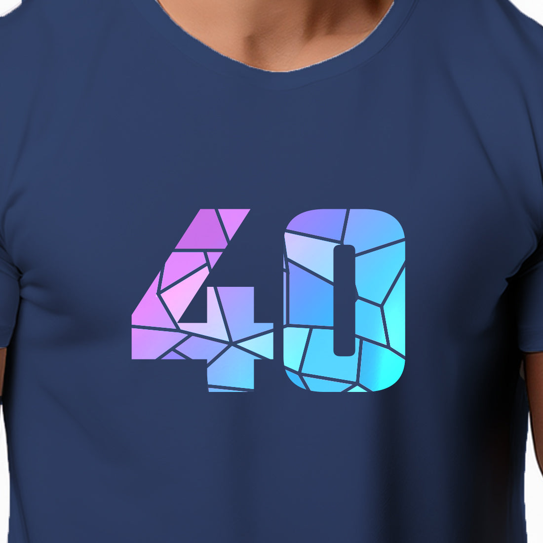 40 Number Men Unisex T-Shirt | Custom Number Graphic Tee (Navy Blue)