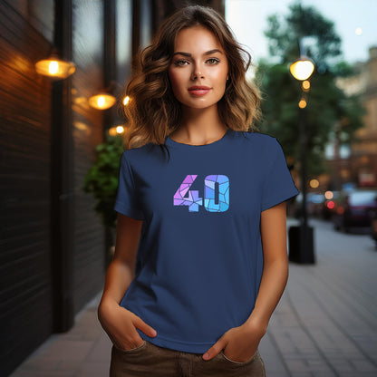 40 Number Women T-Shirt (Navy Blue) | Stylish Numeric Graphic Tee