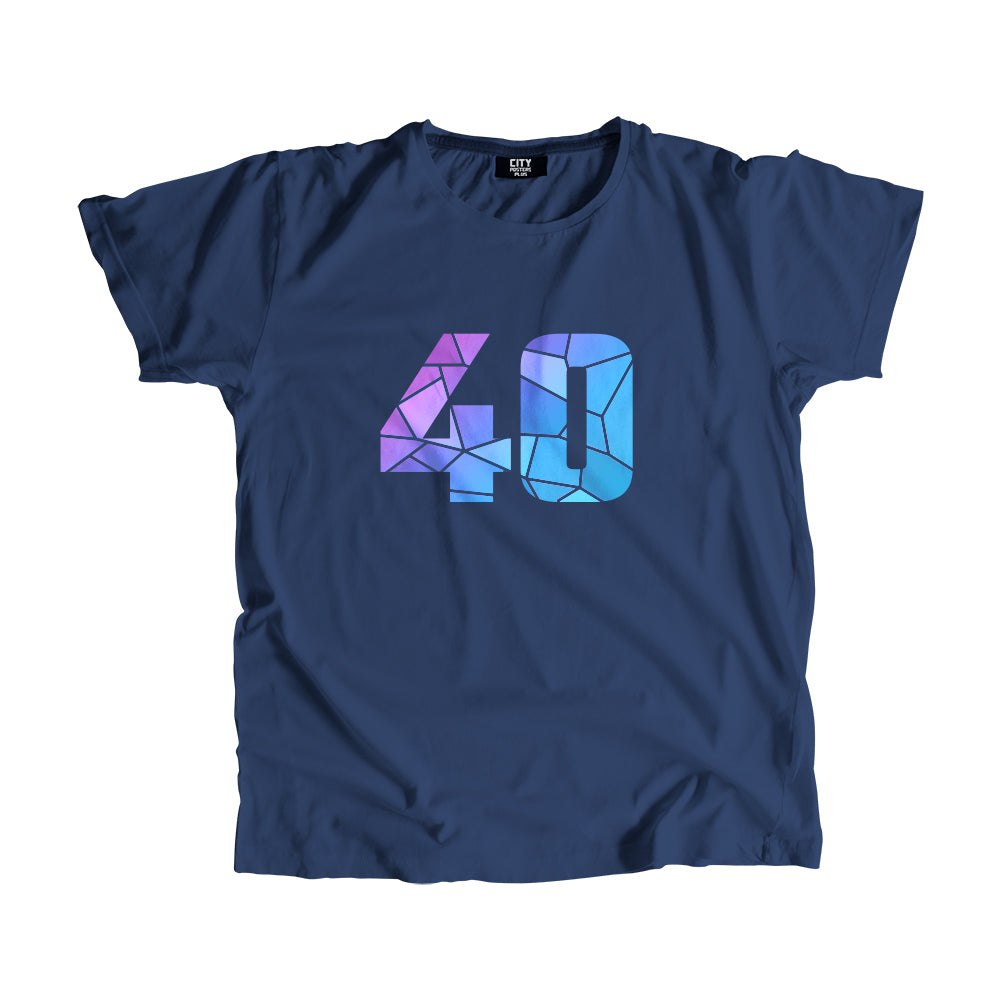 00-99 Numbers Unisex T-Shirt (Navy Blue, Large Size)
