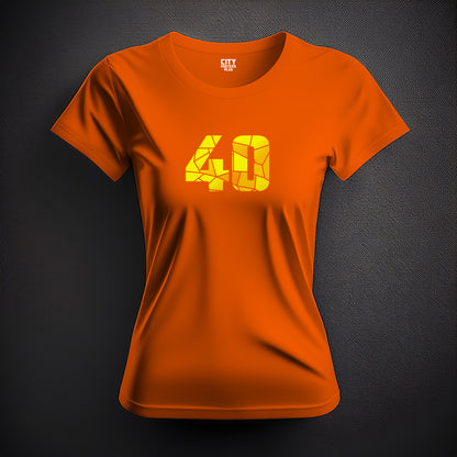 40 Number Women T-Shirt (Orange) | Stylish Numeric Graphic Tee