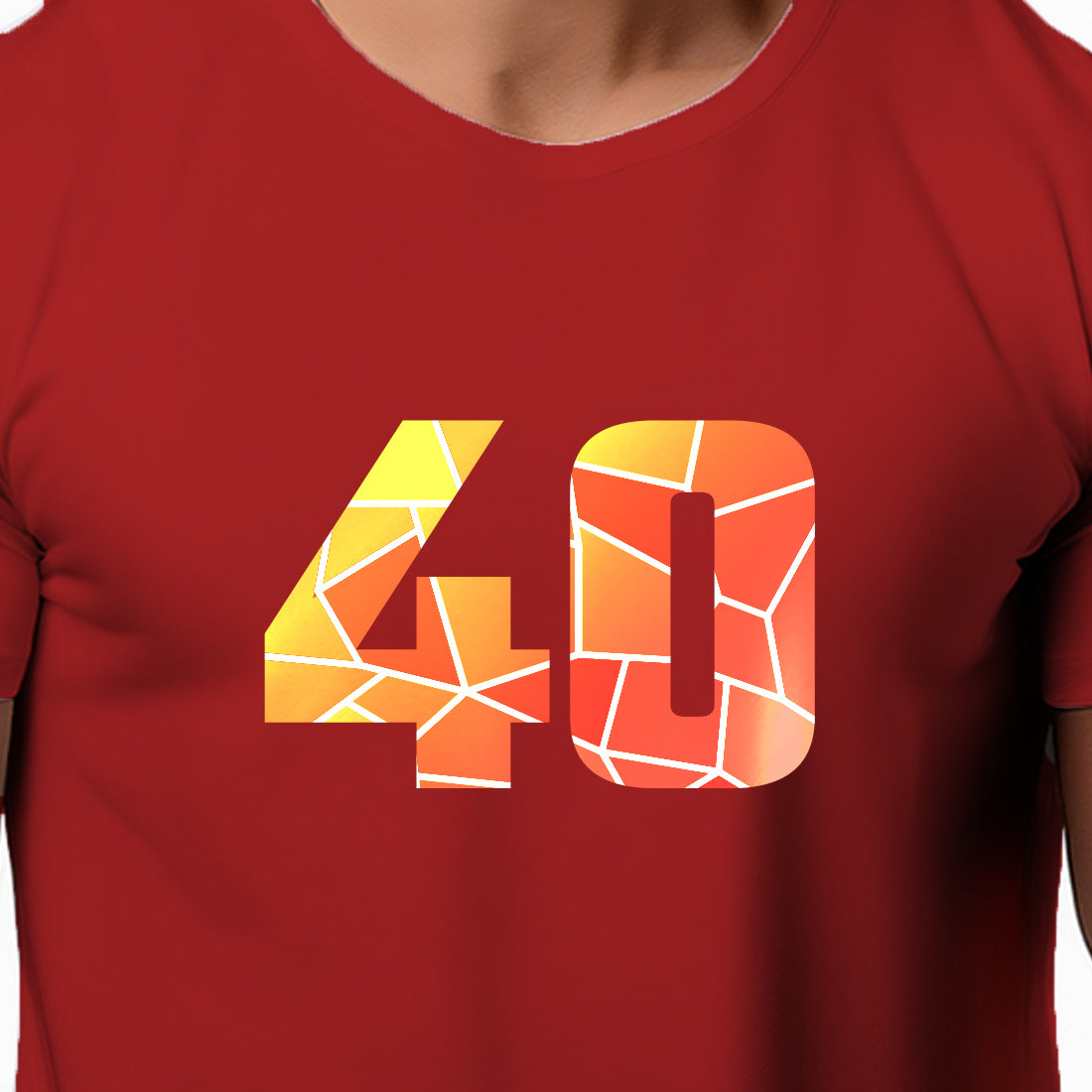 40 Number Men Unisex T-Shirt | Custom Number Graphic Tee (Red)
