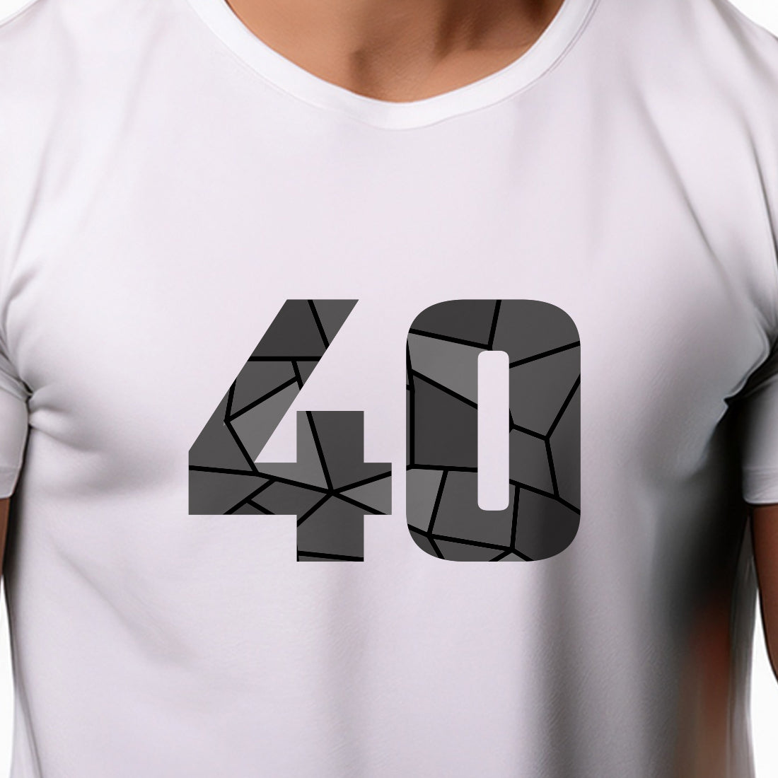 40 Number Men Unisex T-Shirt | Custom Number Graphic Tee (White)