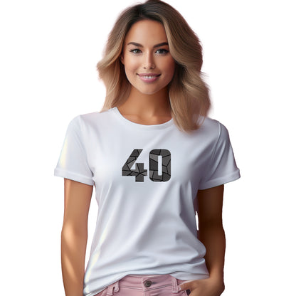 40 Number Women T-Shirt (White) | Stylish Numeric Graphic Tee