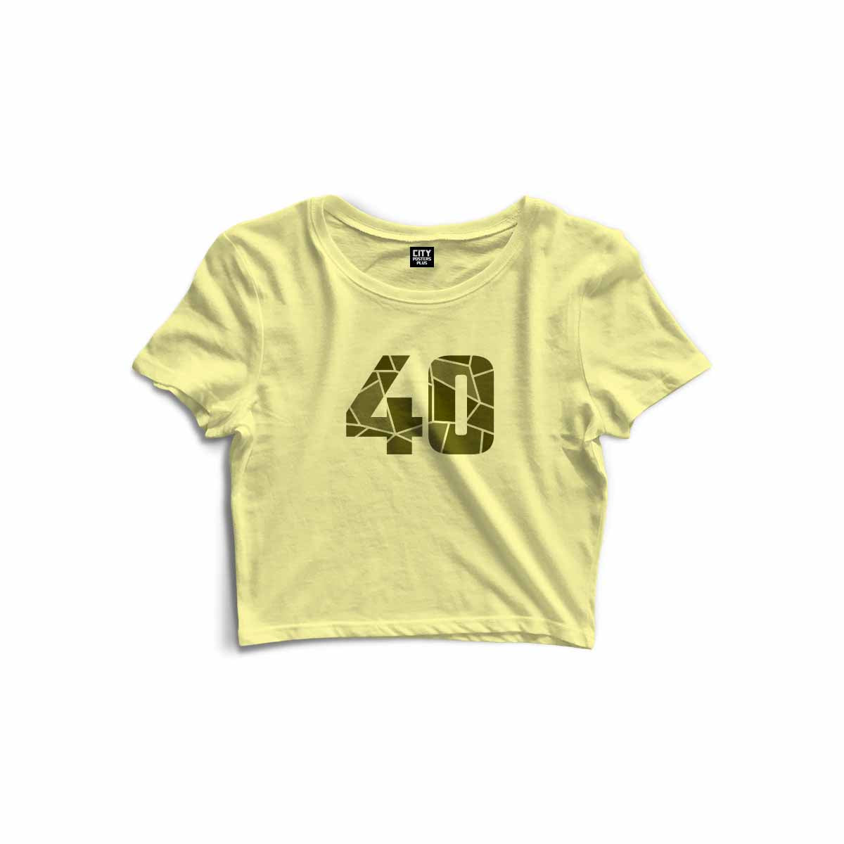 40 Number Women Crop Top (Butter Yellow)