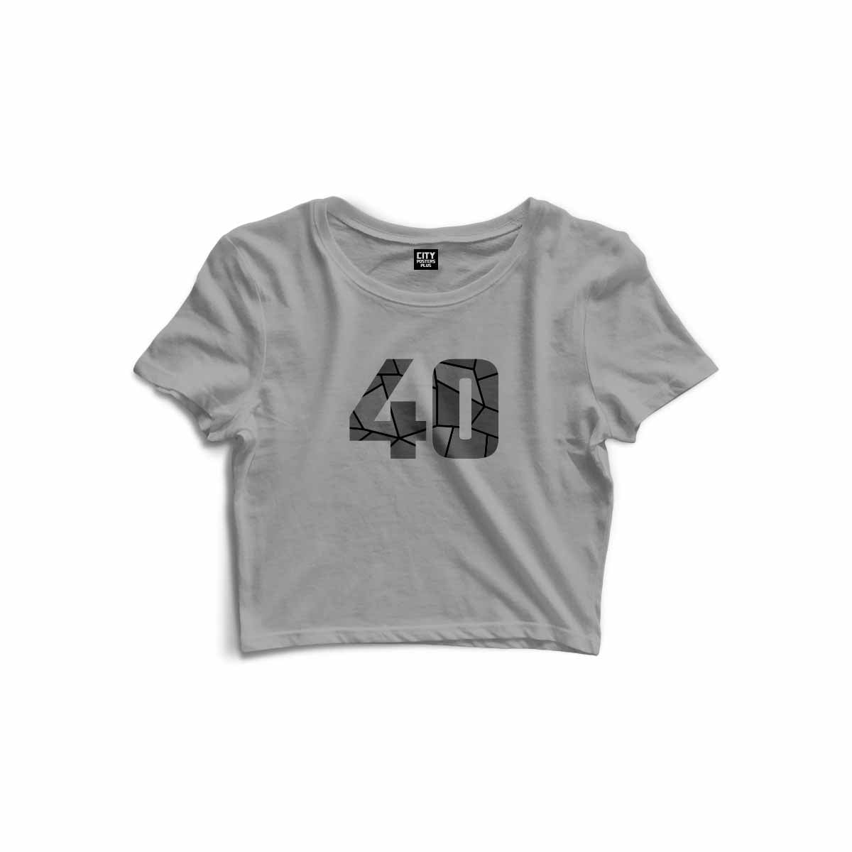 40 Number Women Crop Top (Melange Grey)