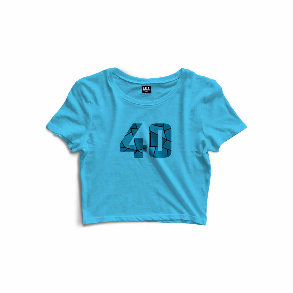 40 Number Women Crop Top (Sky Blue)