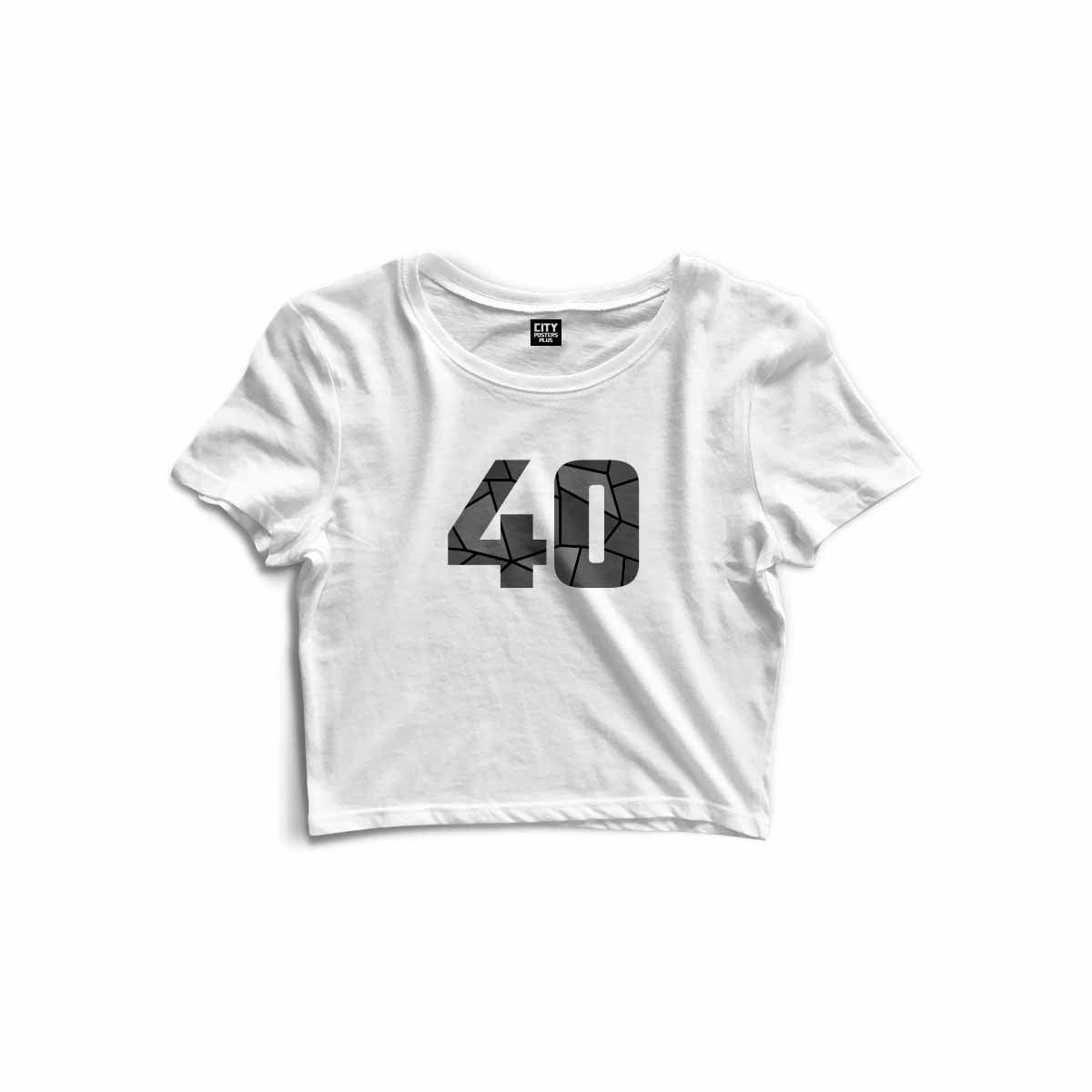 40 Number Women Crop Top (White)