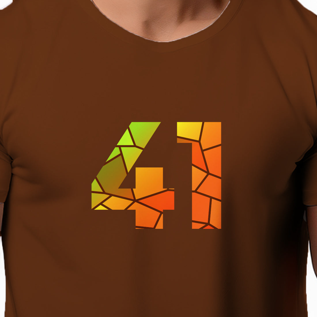 41 Number Men Unisex T-Shirt | Custom Number Graphic Tee (Brown)