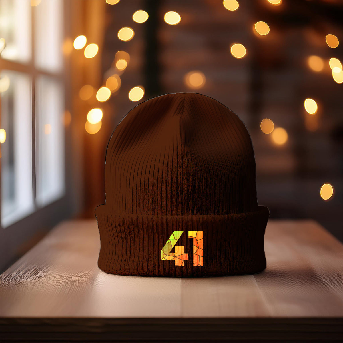 41 Number Cuffed Beanie (Brown)