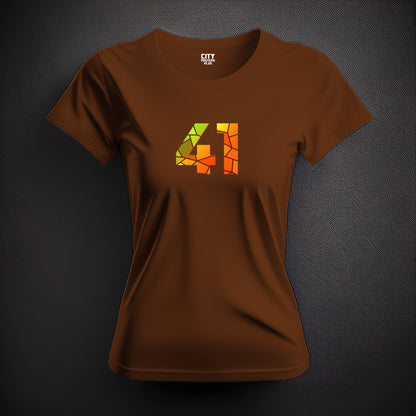 41 Number Women T-Shirt (Brown) | Stylish Numeric Graphic Tee
