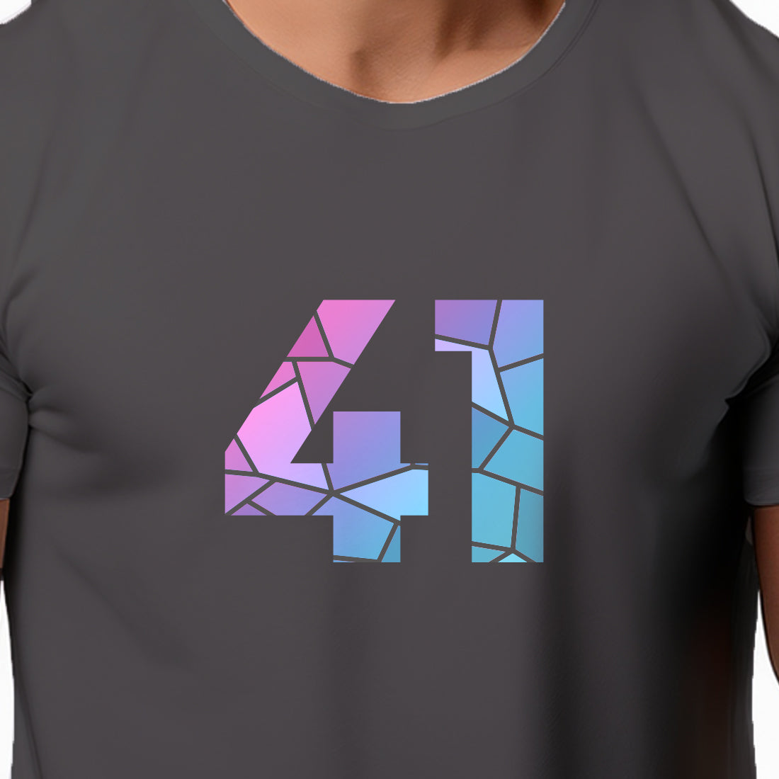 41 Number Men Unisex T-Shirt | Custom Number Graphic Tee (Charcoal Grey)