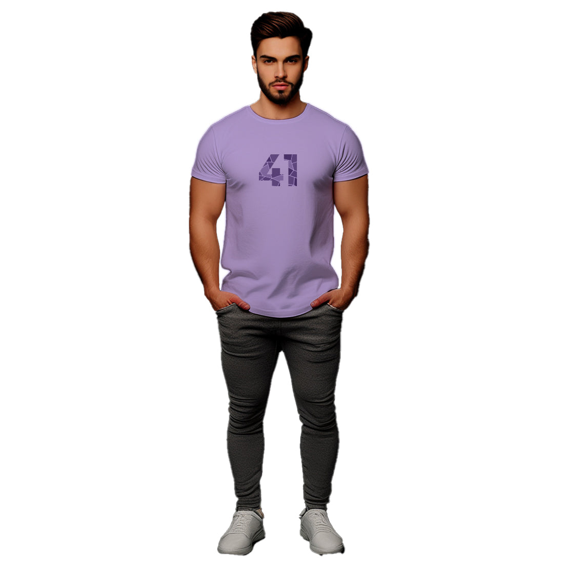 41 Number Men Unisex T-Shirt | Custom Number Graphic Tee (Iris Lavender)