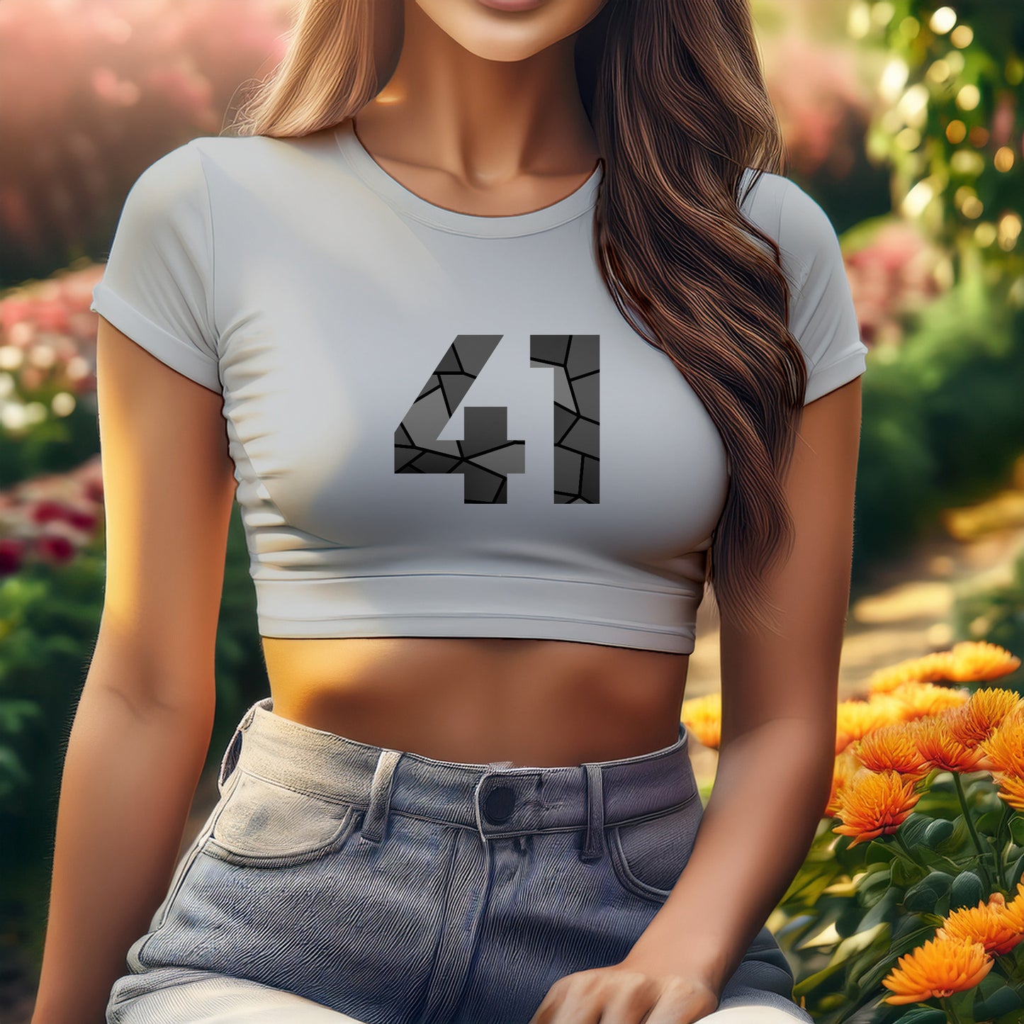 41 Number Women Crop Top (Melange Grey)