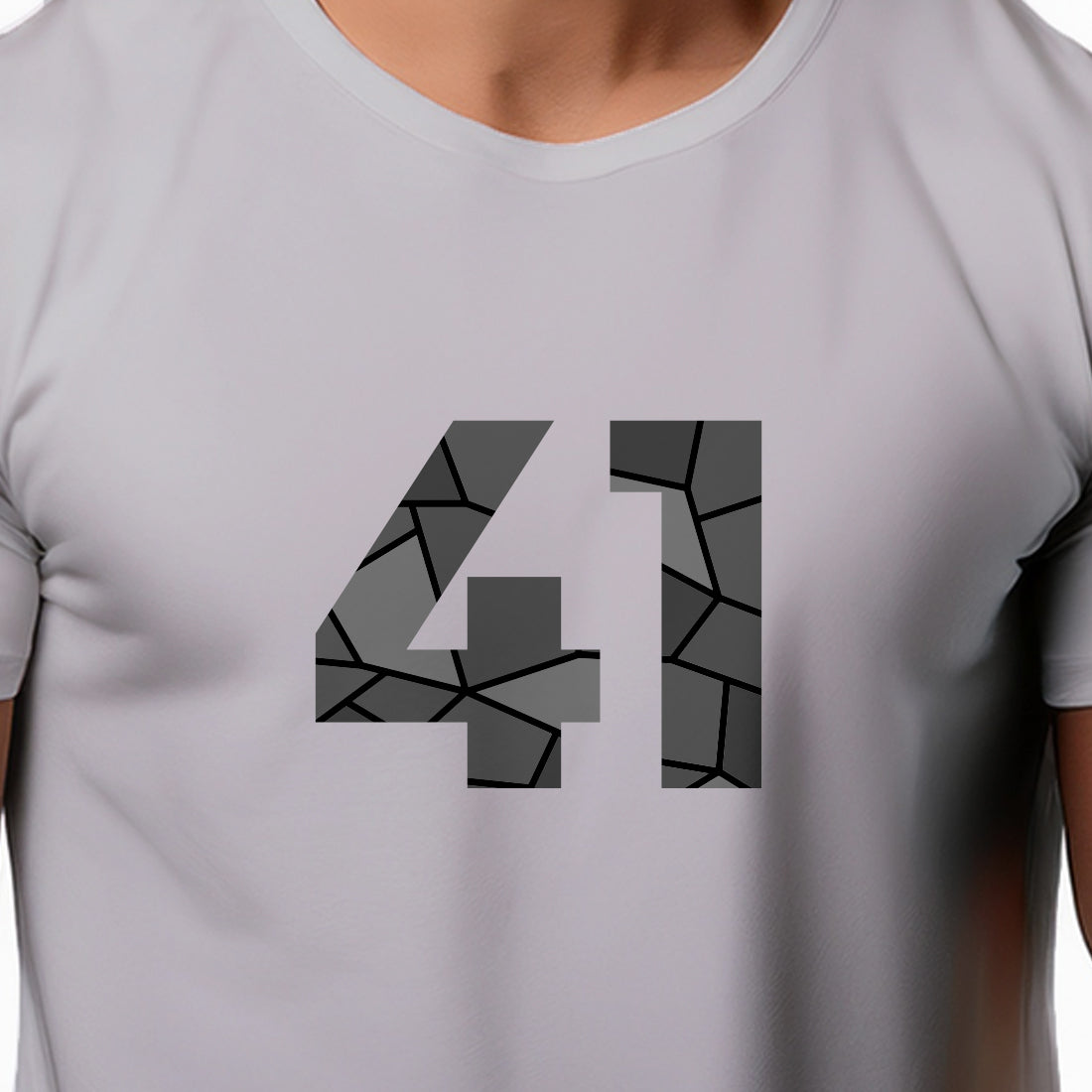 41 Number Men Unisex T-Shirt | Custom Number Graphic Tee (Melange Grey)