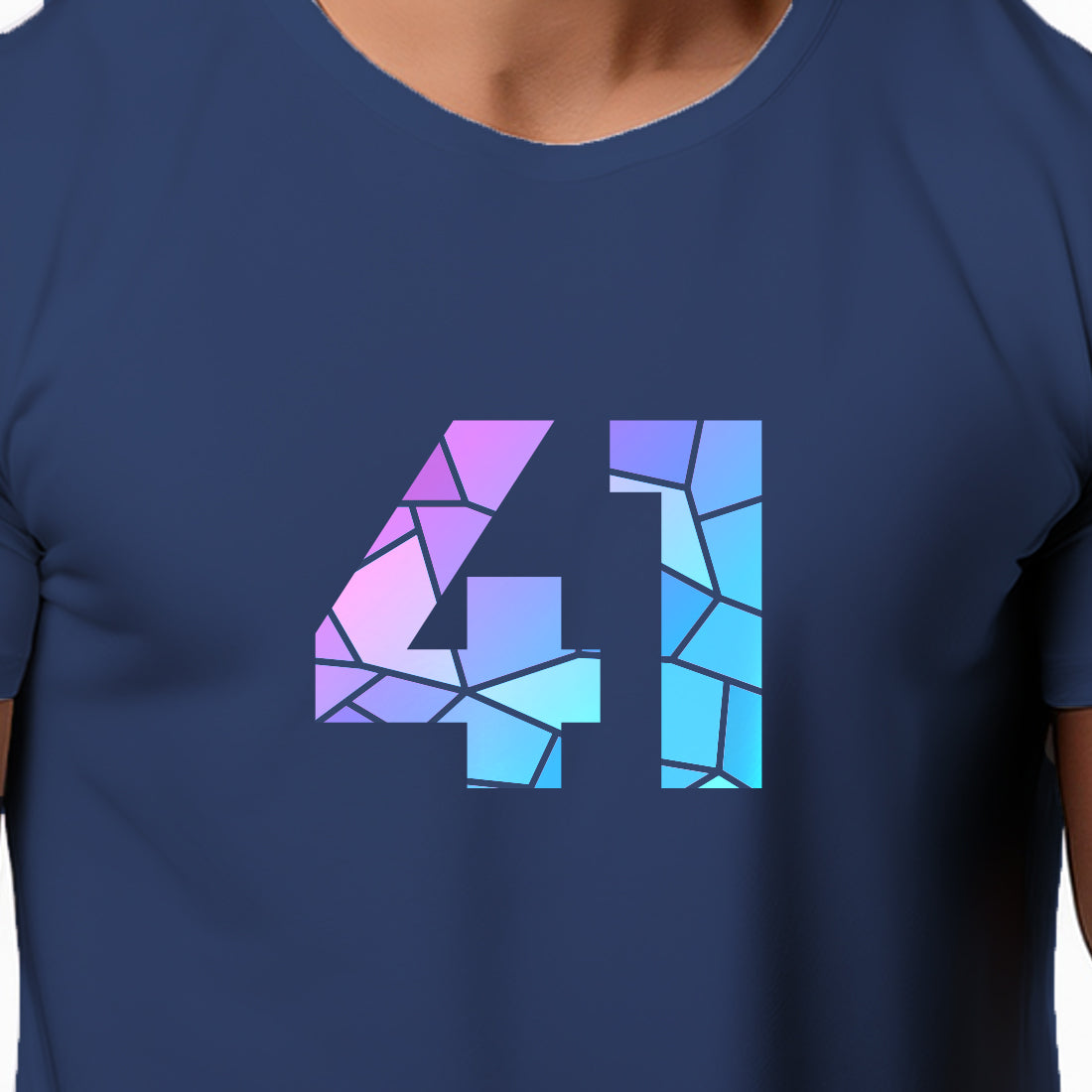 41 Number Men Unisex T-Shirt | Custom Number Graphic Tee (Navy Blue)