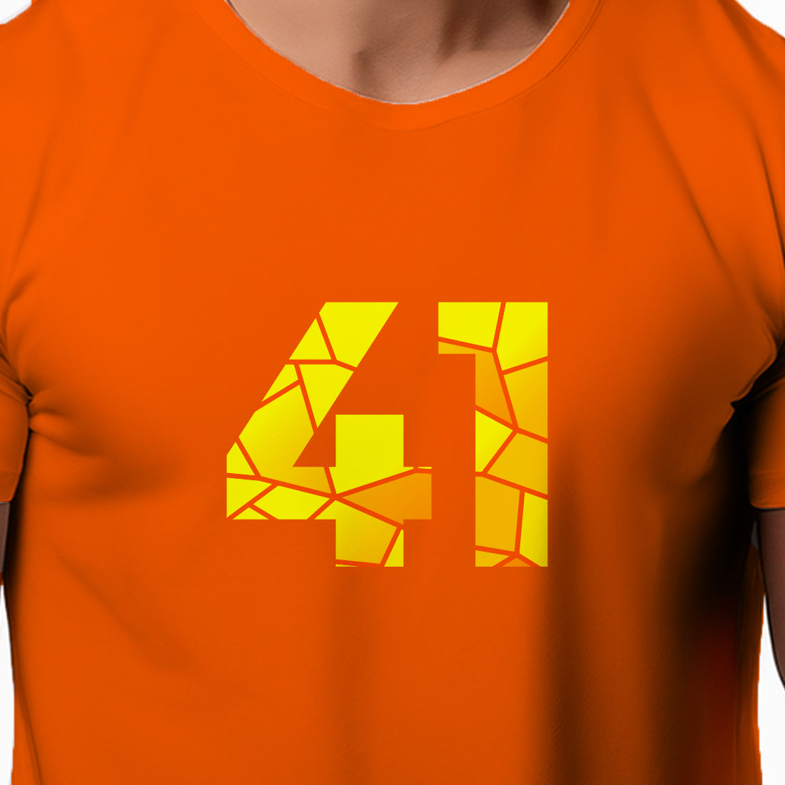 41 Number Men Unisex T-Shirt | Custom Number Graphic Tee (Orange)