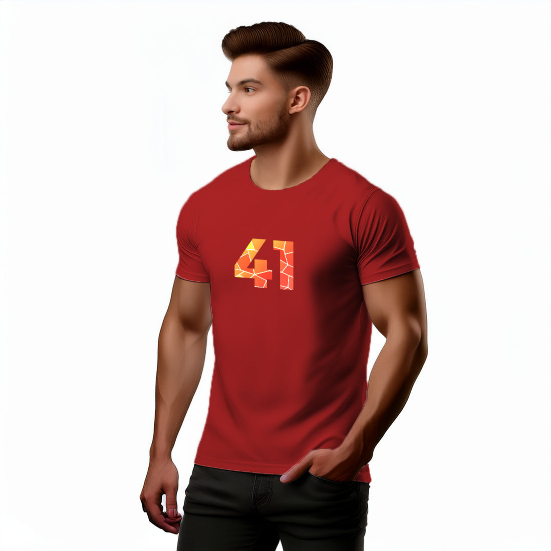 41 Number Men Unisex T-Shirt | Custom Number Graphic Tee (Red)