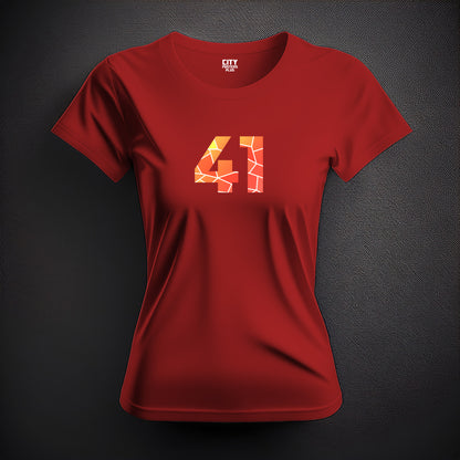 41 Number Women T-Shirt (Red) | Stylish Numeric Graphic Tee