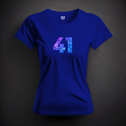41 Number Women T-Shirt (Royal Blue) | Stylish Numeric Graphic Tee