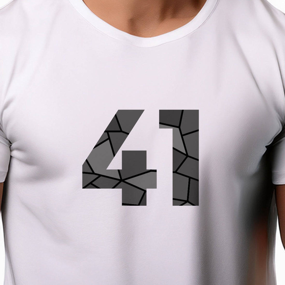 41 Number Men Unisex T-Shirt | Custom Number Graphic Tee (White)