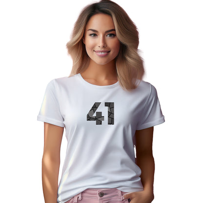 41 Number Women T-Shirt (White) | Stylish Numeric Graphic Tee