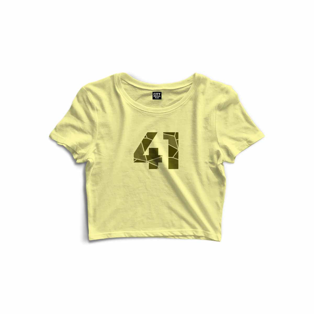 41 Number Women Crop Top (Butter Yellow)