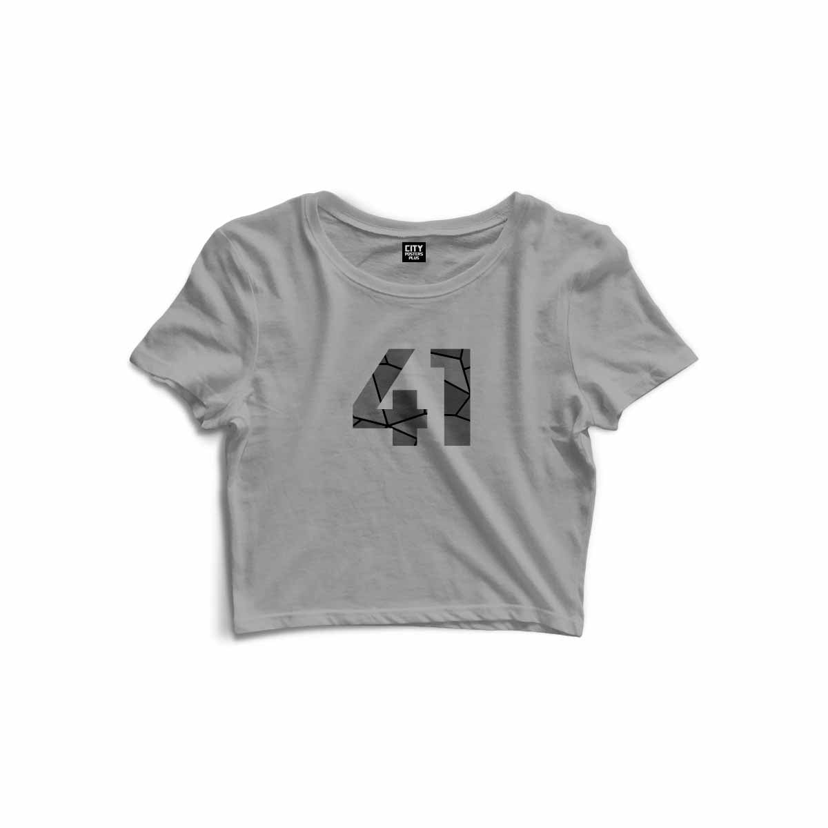 41 Number Women Crop Top (Melange Grey)