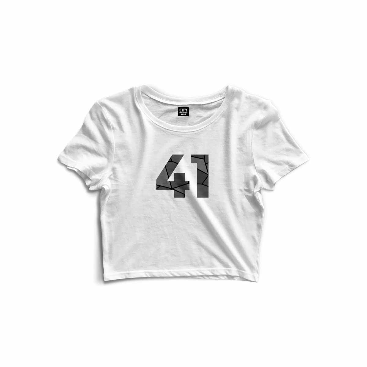 41 Number Women Crop Top (White)