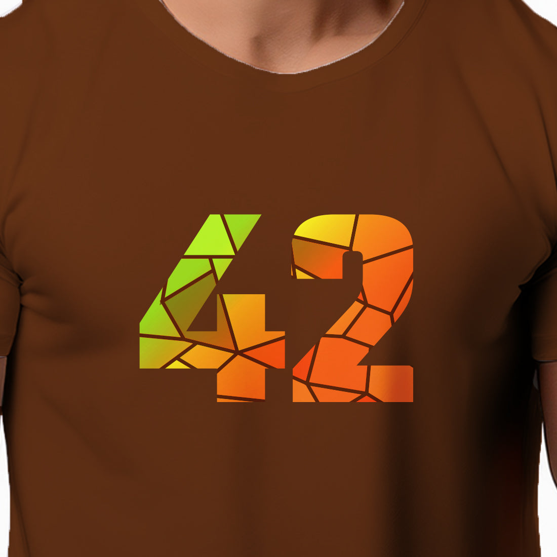 42 Number Men Unisex T-Shirt | Custom Number Graphic Tee (Brown)