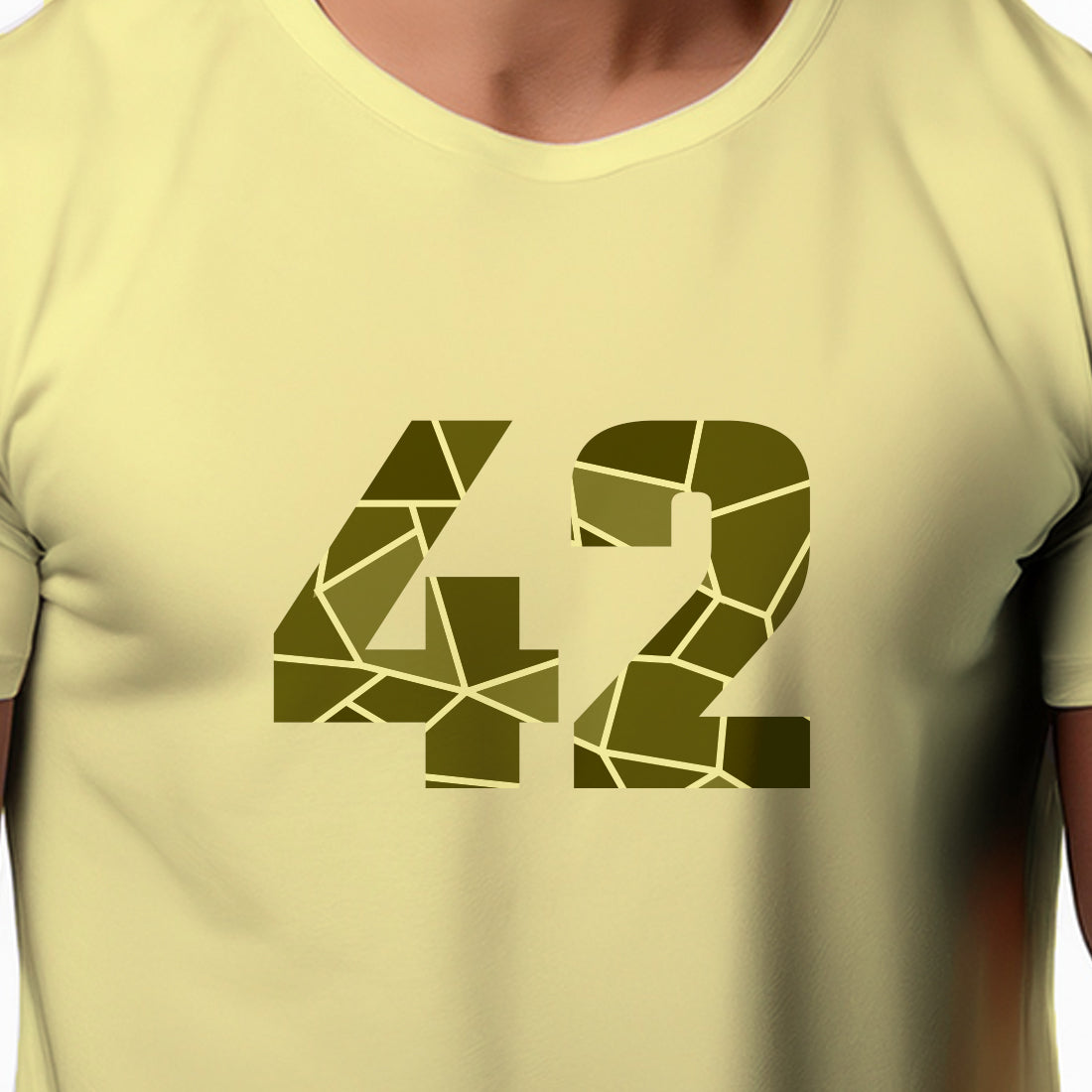 42 Number Men Unisex T-Shirt | Custom Number Graphic Tee (Butter Yellow)