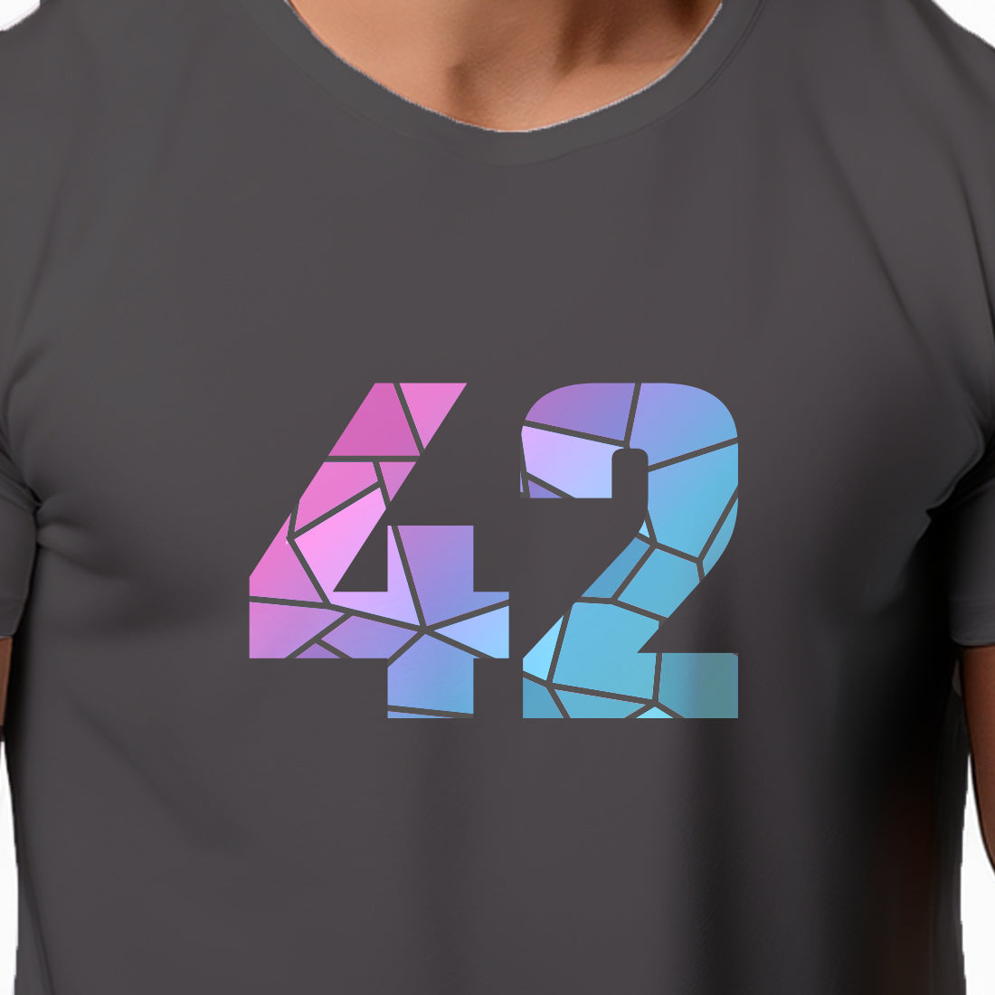 42 Number Men Unisex T-Shirt | Custom Number Graphic Tee (Charcoal Grey)