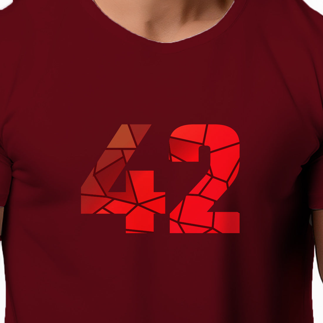 42 Number Men Unisex T-Shirt | Custom Number Graphic Tee (Maroon)
