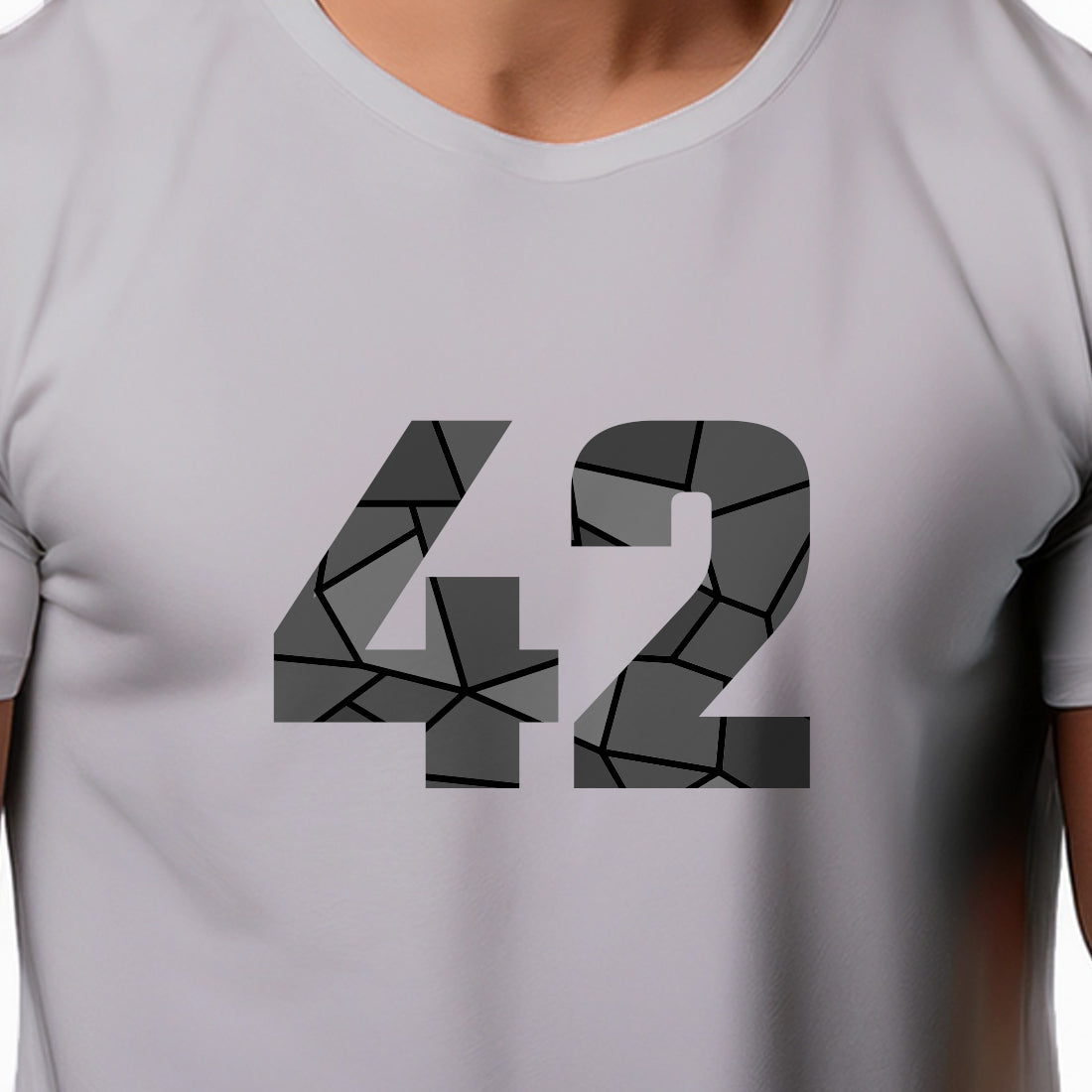 42 Number Men Unisex T-Shirt | Custom Number Graphic Tee (Melange Grey)