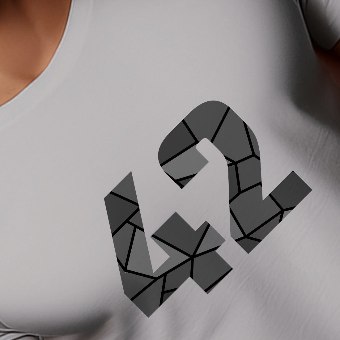 42 Number Men Unisex T-Shirt | Custom Number Graphic Tee (Melange Grey)