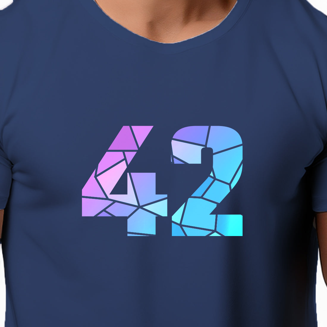 42 Number Men Unisex T-Shirt | Custom Number Graphic Tee (Navy Blue)