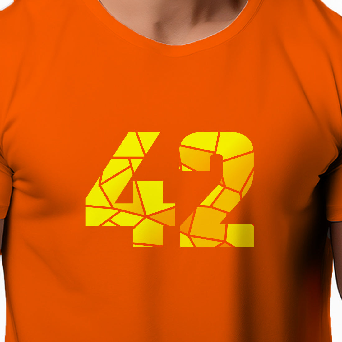 42 Number Men Unisex T-Shirt | Custom Number Graphic Tee (Orange)