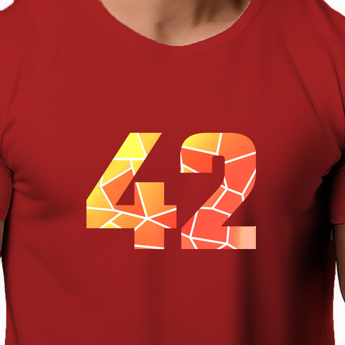 42 Number Men Unisex T-Shirt | Custom Number Graphic Tee (Red)