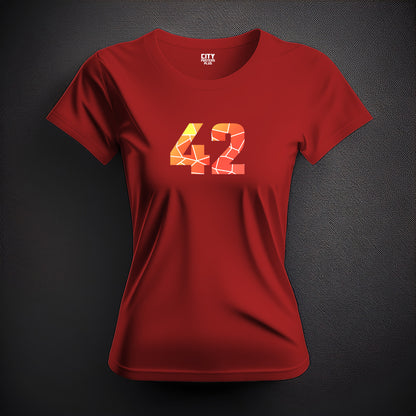 42 Number Women T-Shirt (Red) | Stylish Numeric Graphic Tee