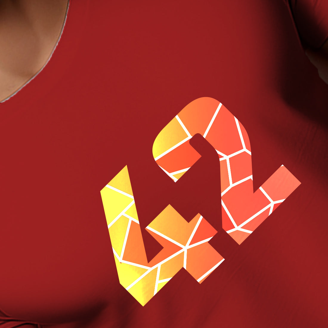 42 Number Men Unisex T-Shirt | Custom Number Graphic Tee (Red)
