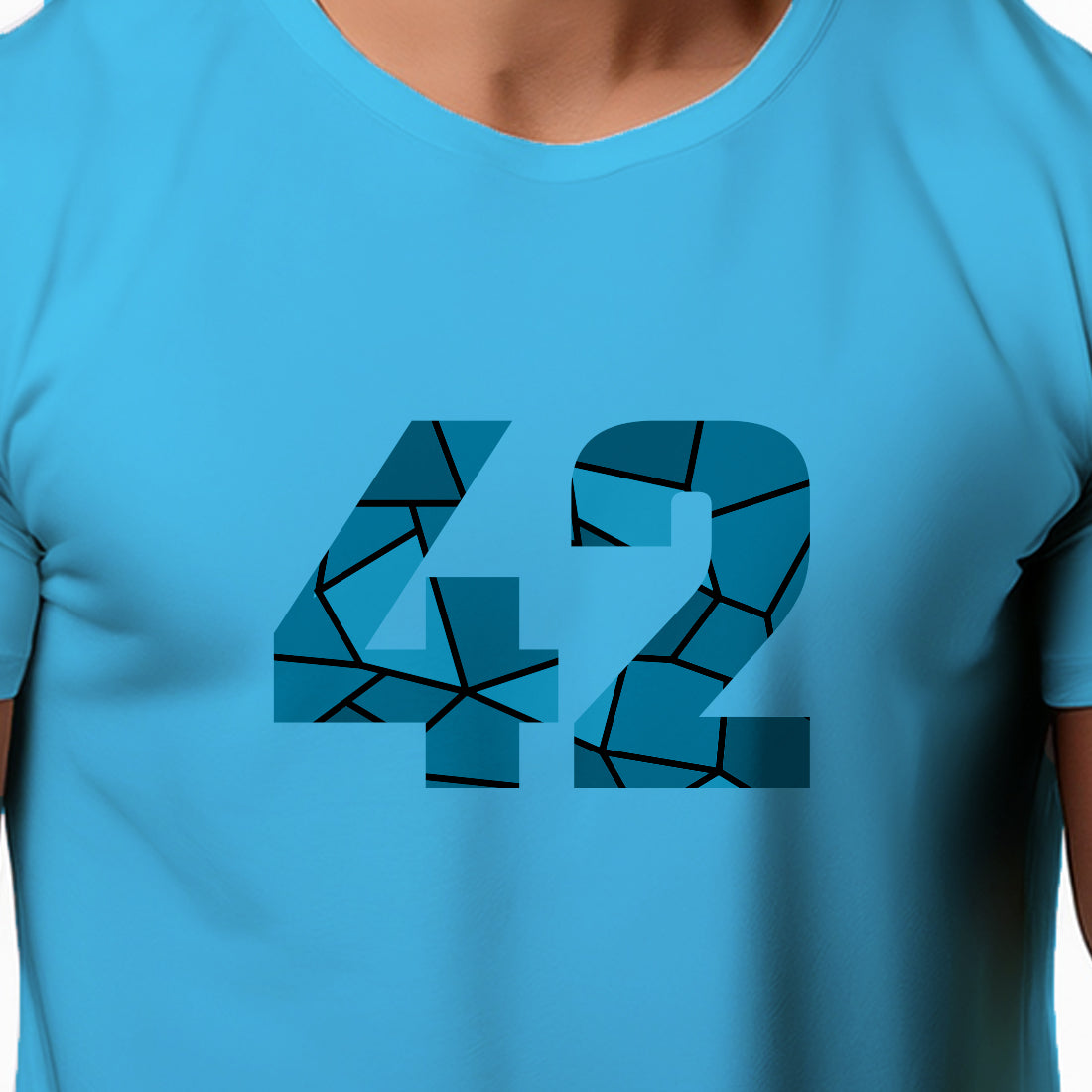 42 Number Men Unisex T-Shirt | Custom Number Graphic Tee (Sky Blue)