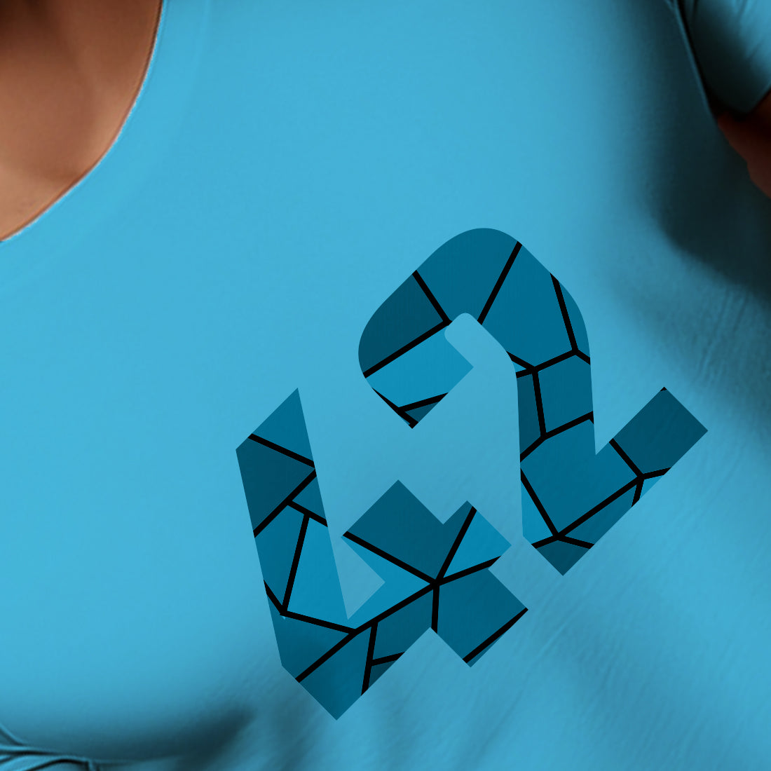 42 Number Men Unisex T-Shirt | Custom Number Graphic Tee (Sky Blue)