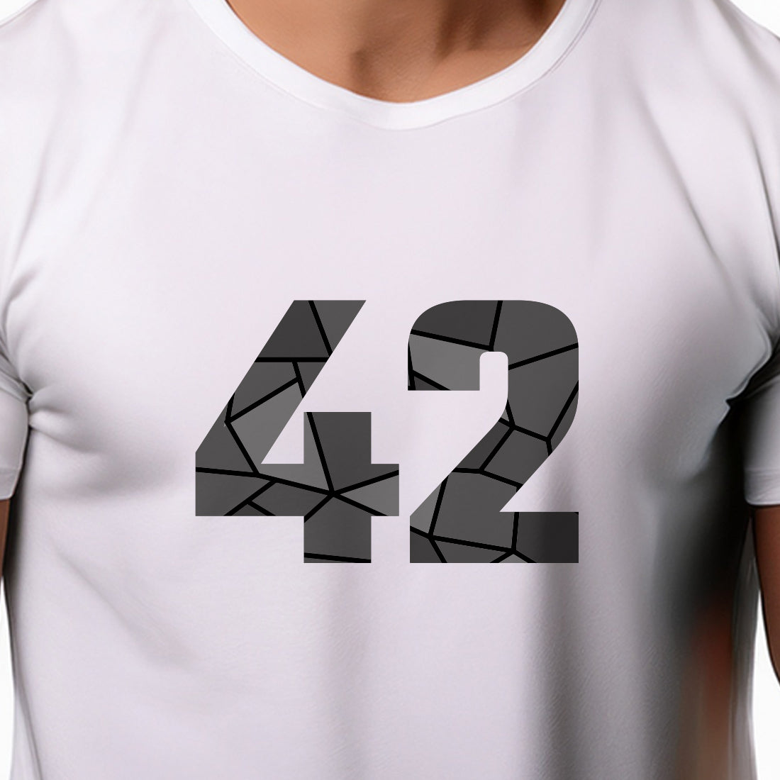 42 Number Men Unisex T-Shirt | Custom Number Graphic Tee (White)