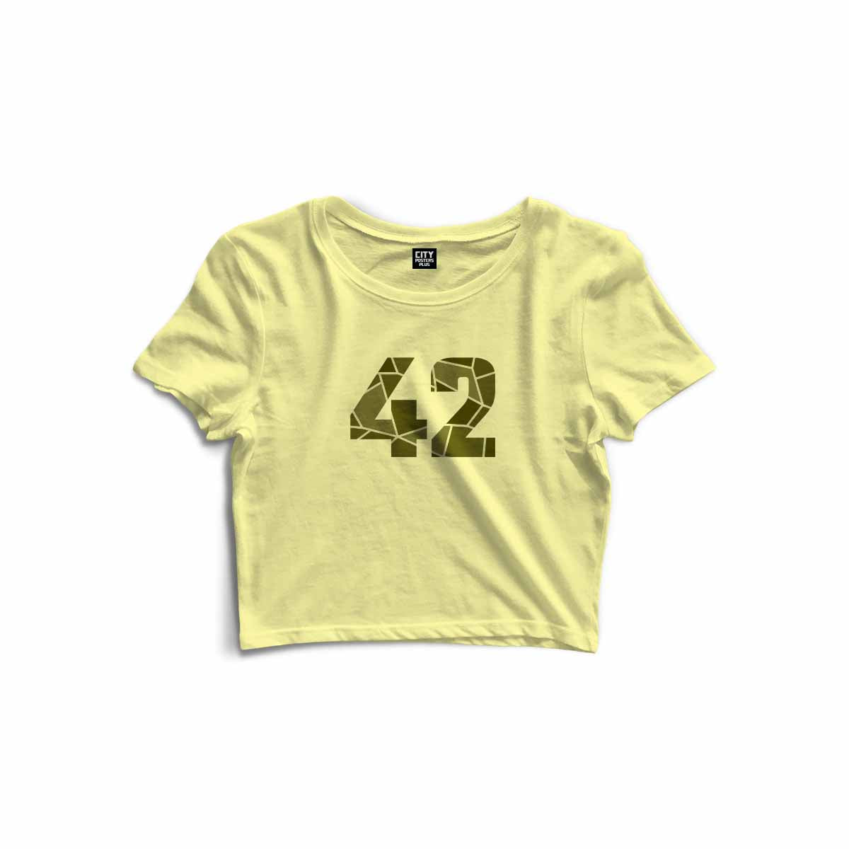 42 Number Women Crop Top (Butter Yellow)