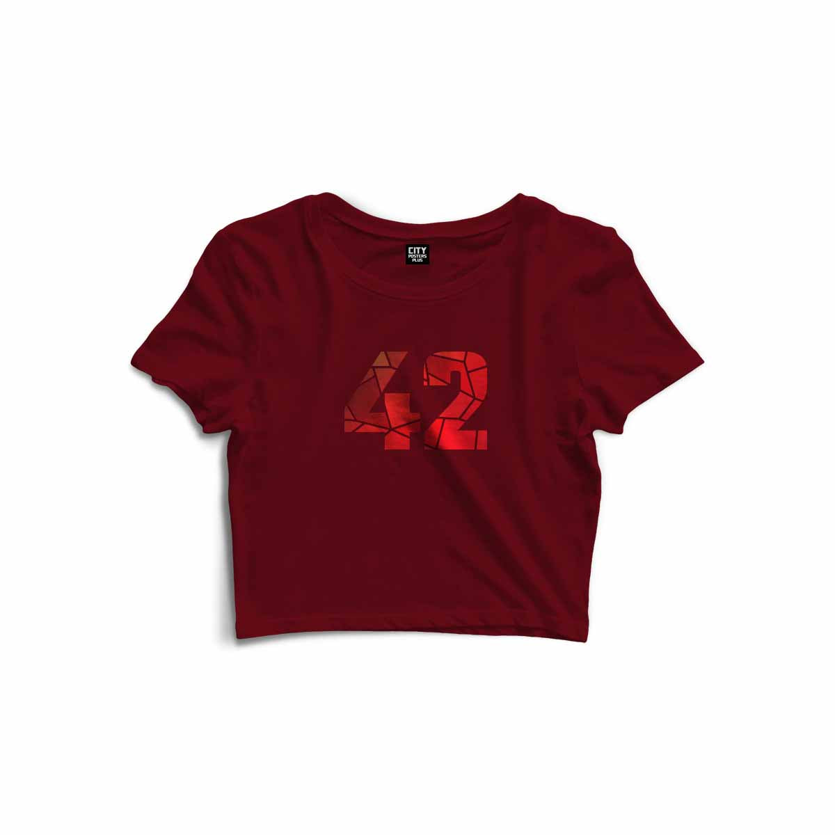 42 Number Women Crop Top (Maroon)