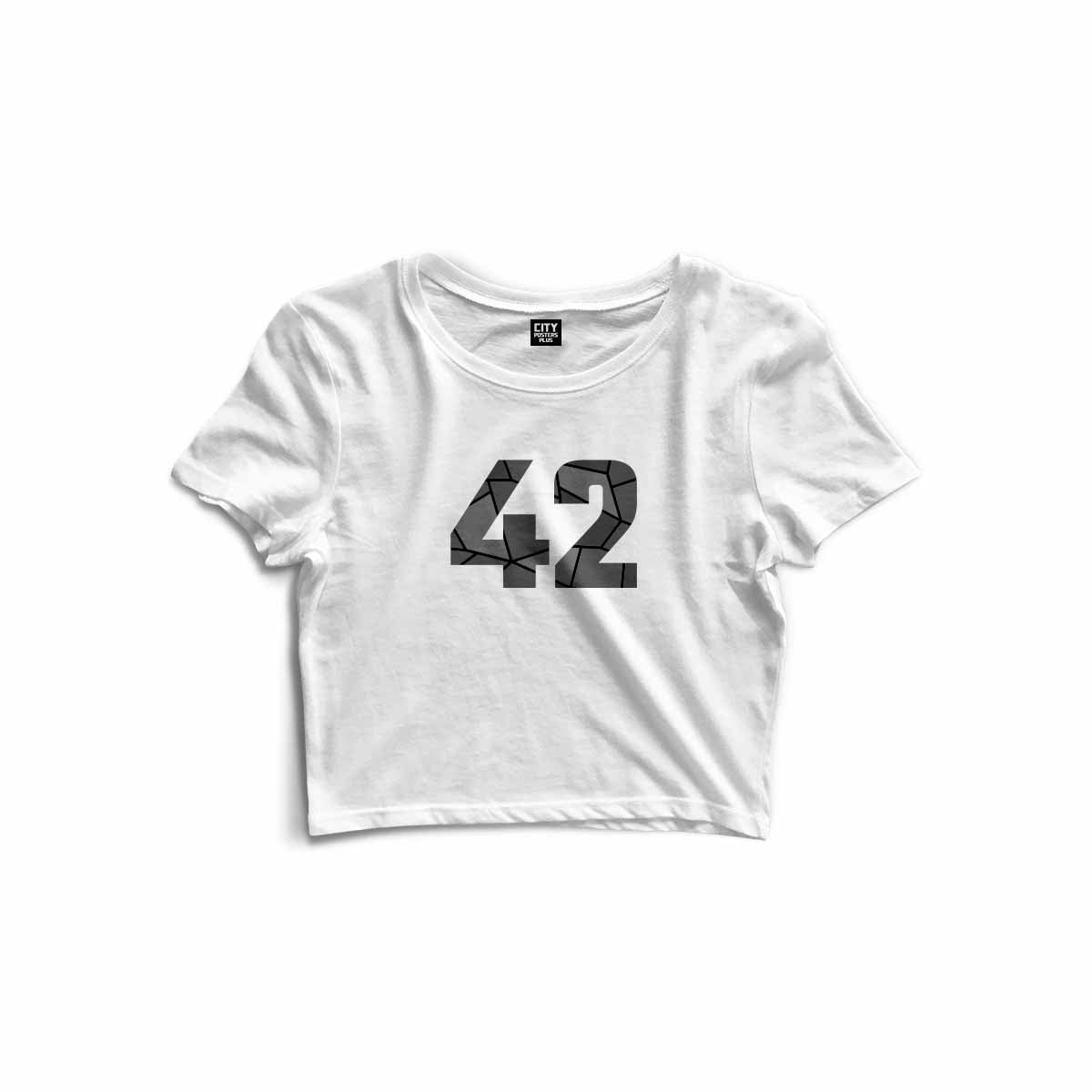 42 Number Women Crop Top (White)