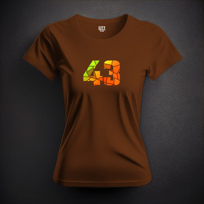43 Number Women T-Shirt (Brown) | Stylish Numeric Graphic Tee