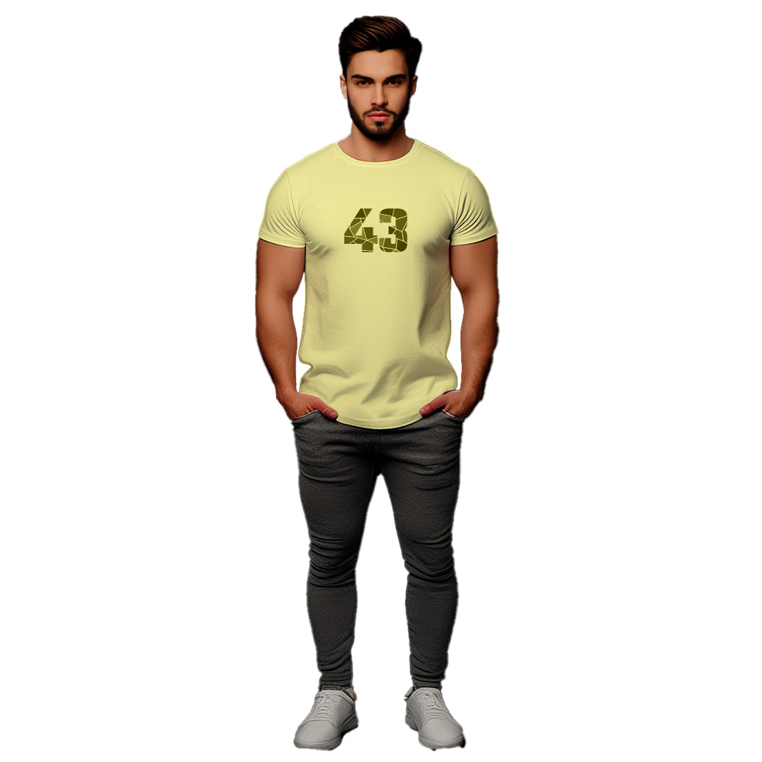 43 Number Men Unisex T-Shirt | Custom Number Graphic Tee (Butter Yellow)