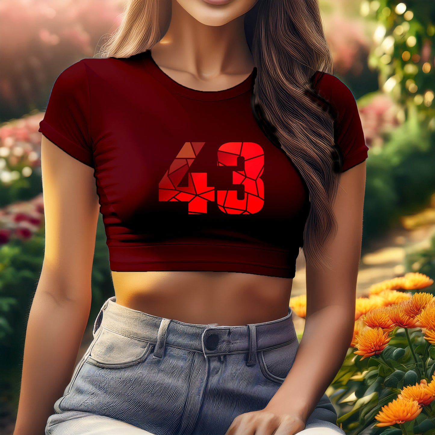 43 Number Women Crop Top (Maroon)