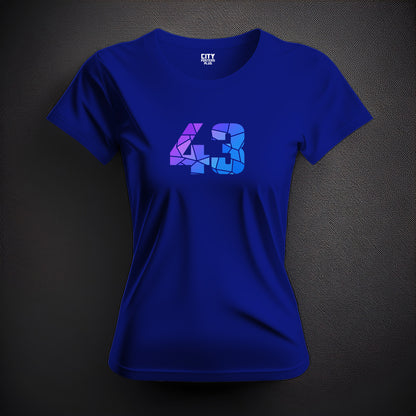 43 Number Women T-Shirt (Royal Blue) | Stylish Numeric Graphic Tee
